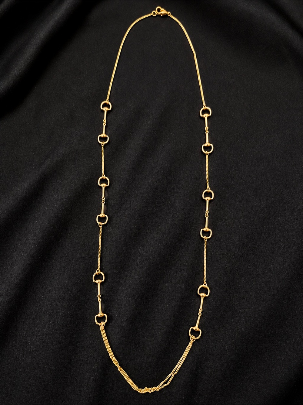 Gold Tone Equestrian Horsebit Link Necklace | 21”